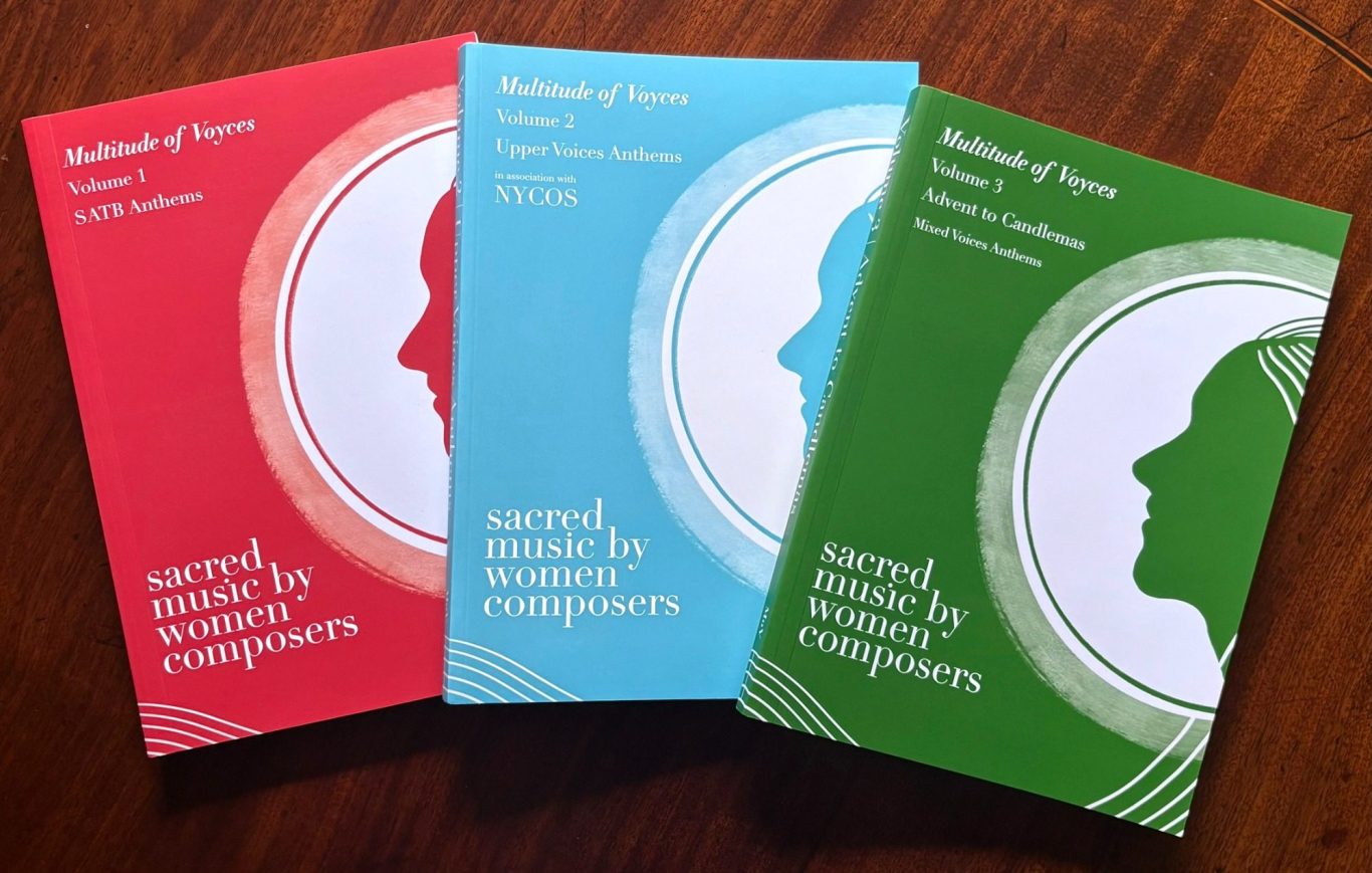 Three anthology volumes featuring a profile silhouette, each in different colours: red, blue, and green.