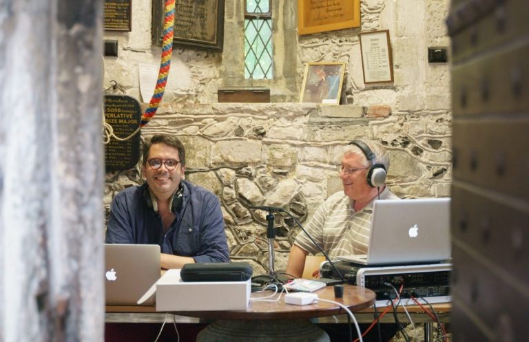 Sound engineer Andrew Post and producer George Richford recording works by MoV